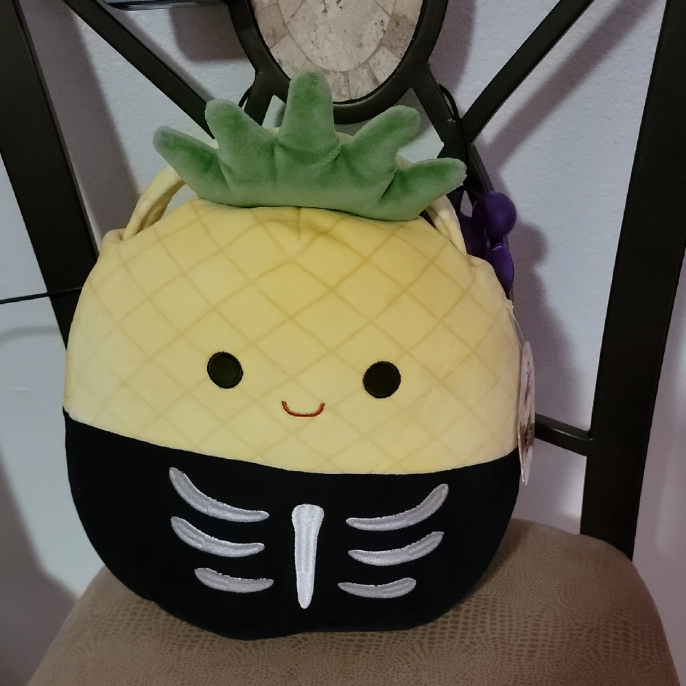Squishmallows Yellow Pineapple with Skeleton Design Halloween Bucket